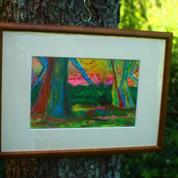 rainbow forest <虹の森NO2＞アクリル画　 マット紙　送料無料。 4枚目の画像