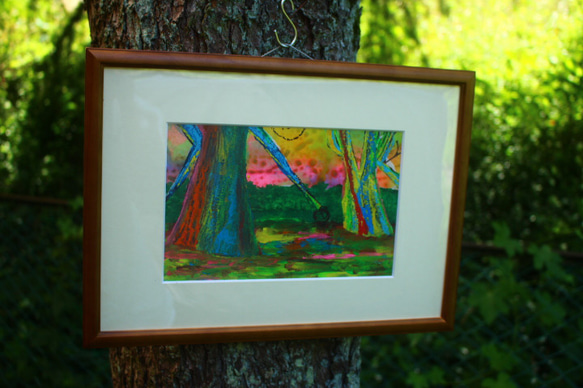 rainbow forest <虹の森NO2＞アクリル画　 マット紙　送料無料。 4枚目の画像