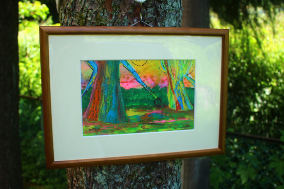 rainbow forest <虹の森NO2＞アクリル画　 マット紙　送料無料。 5枚目の画像