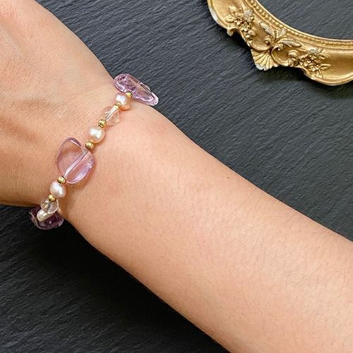 アメジスト 真鍮 バングル ブレスレット