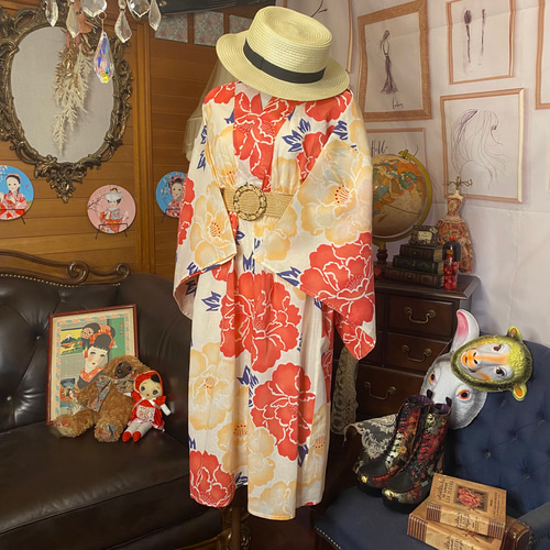 和洋折衷 レトロ 古着 お花 浴衣 和 昭和レトロ ポップ モダン