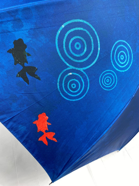 UVカット 竹傘 イルカ柄　金魚柄　2点セット 紫外線99.9%カット 晴雨兼用 DRiF  日傘 雨傘 10枚目の画像