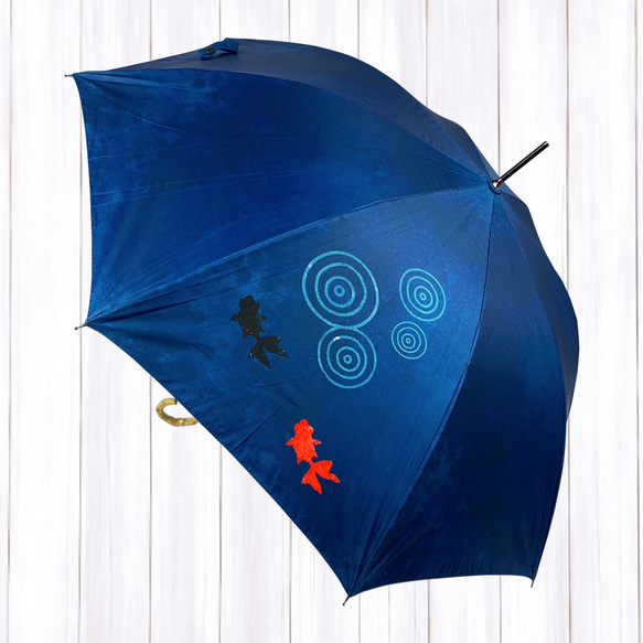 UVカット 竹傘 イルカ柄　金魚柄　2点セット 紫外線99.9%カット 晴雨兼用 DRiF  日傘 雨傘 9枚目の画像