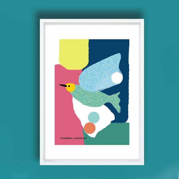 のんびり飛ぶ鳥　イラスト　ポスター　A4 A3 A2 A1　アートポスター　（アート　sei　新着順）結婚祝い　1547 3枚目の画像