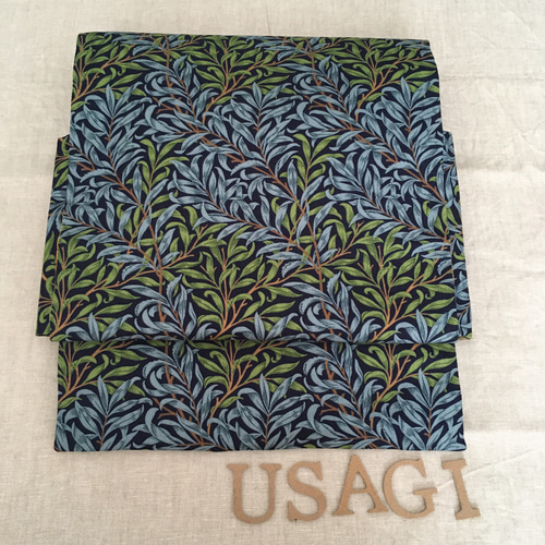 半幅帯　長尺　ウィリアムモリス　アネモネ×ウィローボゥ　リバーシブル 半幅帯 長尺 ウィリアムモリス アネモネ オレンジ×ウィローボゥ