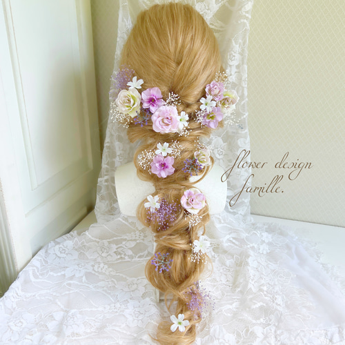 パープル ラベンダー プリンセスの髪飾り ✧ ヘッドドレス 編みおろし