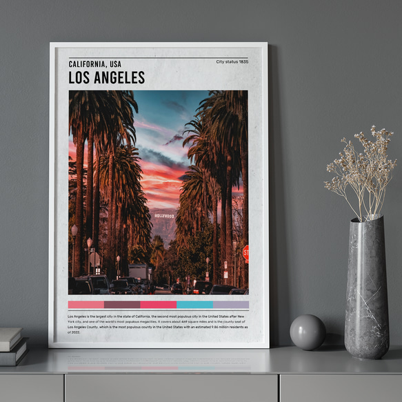 トラベルポスター アメリカ LA ロサンゼルス 夕日 ヤシの木 / インテリアポスター 海外アート / 5049-B 5枚目の画像
