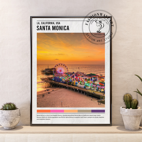 トラベルポスター アメリカ LA Santa Monica / インテリアポスター ...