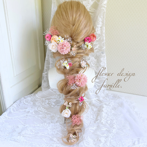 183.ピンク&イエローオレンジ＆ホワイト上品パステルカラーのヘッド