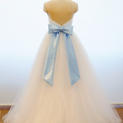 リボンベルト サッシュベルト サテンリボン ウエストリボン 水色