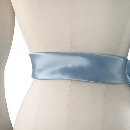 リボンベルト サッシュベルト サテンリボン ウエストリボン 水色