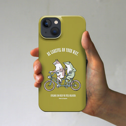 スマホケース　自転車で行こう（マスタード） 1枚目の画像