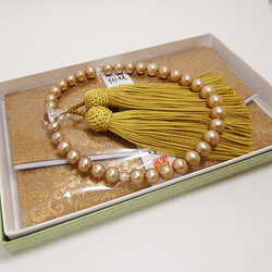 パール数珠 高級感あふれるシャンパンゴールド系カラー真珠 5枚目の画像
