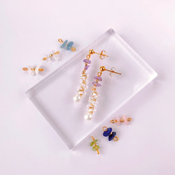 [選擇你的誕生石☆天然石和透明珠耳環]最喜歡的顏色珍珠防過敏禮物 第4張的照片