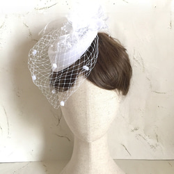 dot ウエディングトーク帽 パール使用ブライダルのヘッドドレスアクセサリー 10枚目の画像