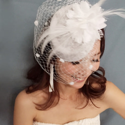 dot ウエディングトーク帽 パール使用ブライダルのヘッドドレスアクセサリー 3枚目の画像