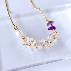 [選擇你的生日石 ☆ 透明珠子和天然石手鍊] 淡水珍珠最喜歡的顏色 均碼 禮物 禮物 生日 第4張的照片