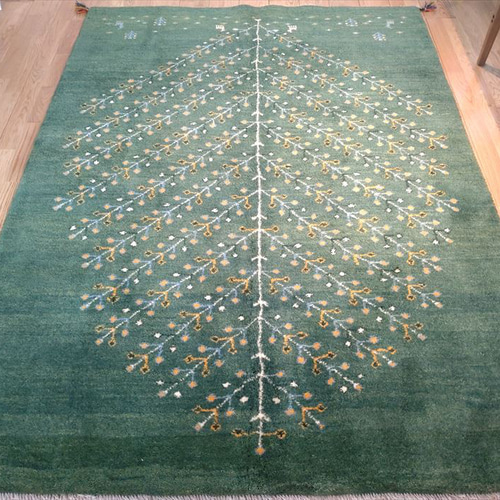 ギャッベ　ペルシャ産（104×153)　1点もの　カーペット　ウール100% 一点もので、一生もの】草木染天然ウール100%ペルシャギャッベ 約