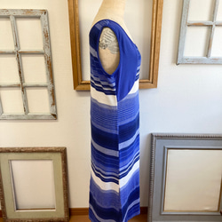 促銷價★成人度假村❤️海洋邊框圖案背心緊身連衣裙藍色 第6張的照片