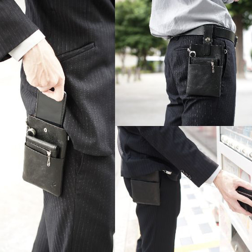 ベルトに通してぶら下げるスマホポーチ&コンパクトな2つ折財布 ベルトに通してぶら下げるスマホポーチ&コンパクトな2つ折財布