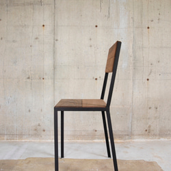 【PT-C02】アイアンと木のシンプルなチェア　ダイニングテーブル・デスク用　鉄脚椅子　無垢材 3枚目の画像