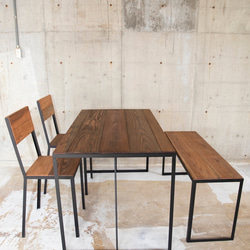 【PT-C02】アイアンと木のシンプルなチェア　ダイニングテーブル・デスク用　鉄脚椅子　無垢材 5枚目の画像