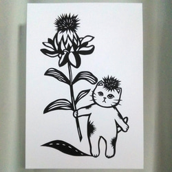 【切り絵】原画　A5サイズ　safflower 1枚目の画像