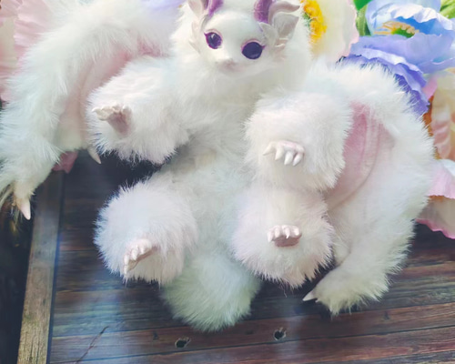 不思議動物、大きい耳の白い毛布ドラゴン ぬいぐるみ yizhangshui 通販