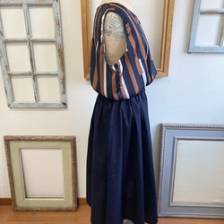 成人裙❤️ 鬆緊腰蓬鬆裙子 海軍藍（尺寸 L 至 LL） 第6張的照片
