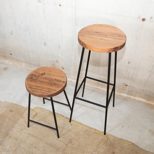 スツール　鉄　木 PT-S01】アイアンと木のシンプルなスツール テーブル・デスク用 鉄脚