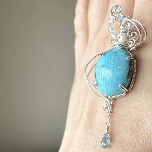 手作りワイヤーターコイズペンダントワイヤートルコ石ペンダントNO25-2260 手作りワイヤーターコイズペンダントワイヤートルコ石ペンダントNO25-2260