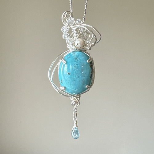 スカイストーンと呼ばれる石＊ペルシャンターコイズのワイヤー