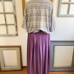 大人可愛い❤️サテン素材のギャザーロングスカート パープル（サイズフリー L） 6枚目の画像