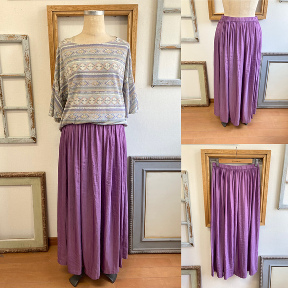 可愛又成熟❤️緞面材質的褶皺長裙紫色（尺寸不限L） 第2張的照片