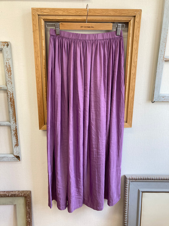 可愛又成熟❤️緞面材質的褶皺長裙紫色（尺寸不限L） 第10張的照片