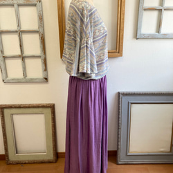 大人可愛い❤️サテン素材のギャザーロングスカート パープル（サイズフリー L） 5枚目の画像