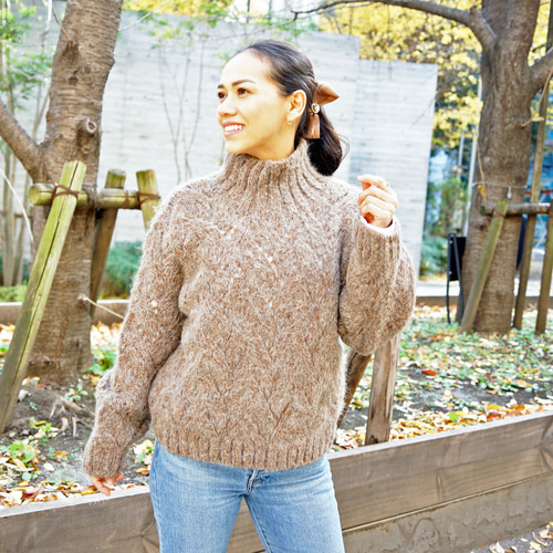 bisque by nest Robe アルパカ混 ラウンドネック ニット 美品 ☆SALE【即納可】スーリアルパカxウール・透かし編みハイネックニット