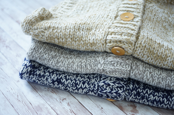 【即納可】アルパカｘウール・へちま衿ベスト（N-360093-ネイビー）・ペルーニット 