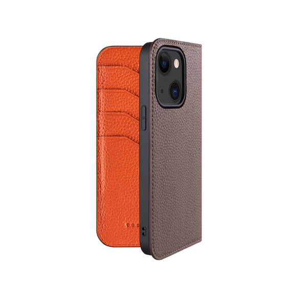 エポイ手帳型 iPhoneケース オレンジ タッセル付き iPhone14 本革ダイアリーケース（手帳型）カメラホール仕様改善<COPDE