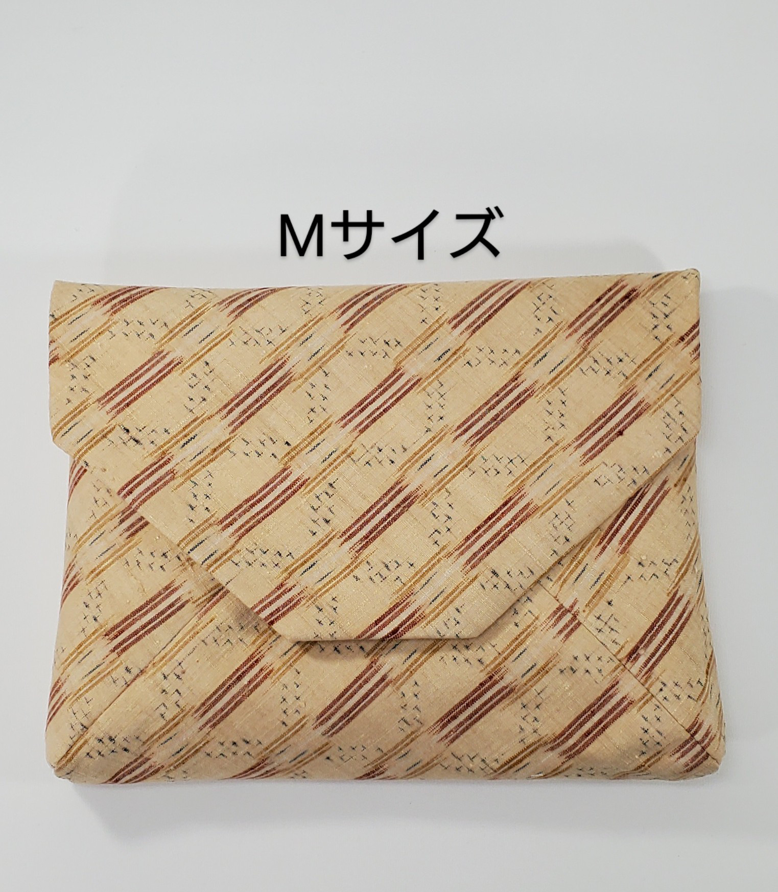 ★Mサイズ★数寄屋袋【結城紬リメイク】格子柄　＃茶道＃お稽古＃御朱印帳＃ポーチ＃着物＃和装小物#仕切り袋付