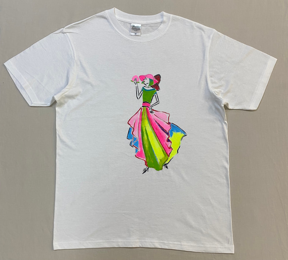 Dress T 手書きファッションイラスト　Tシャツ　蟹座   薄手　Mサイズ 1枚目の画像