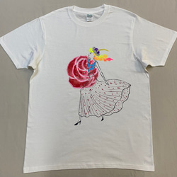 Dress T 手書きファッションイラスト　獅子座  ライトTシャツ 薄手　Lサイズ 1枚目の画像