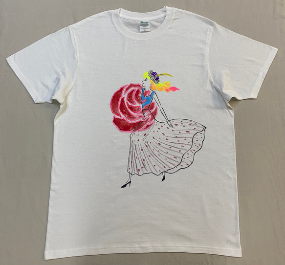 Dress T 手書きファッションイラスト　獅子座  ライトTシャツ 薄手　Lサイズ 1枚目の画像