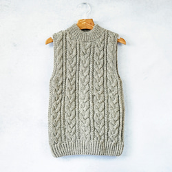 ☆SALE【即納可】ローゲージウール・ハイネックケーブル編みベスト（NP