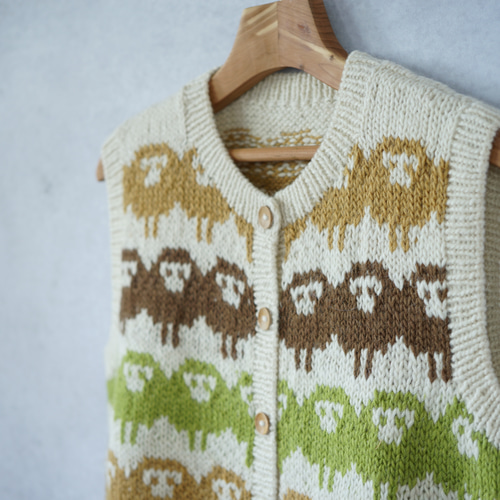 ペルー製 ハンドニット 手編み アルパカニットベスト 子供柄