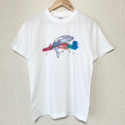 【オリジナルイラストTシャツ】虹色クジラ 2枚目の画像