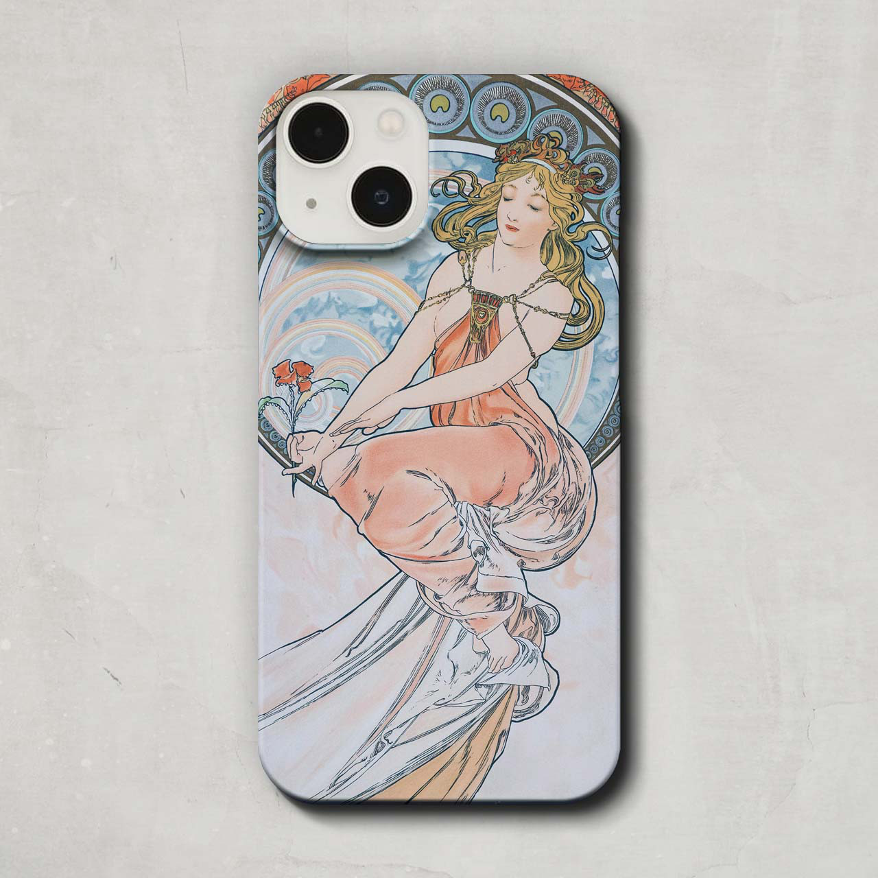 スマホケース / アルフォンス ミュシャ「四芸術 - 絵画」 iPhone 全機種対応 絵画 レトロ イラスト マット        Ω