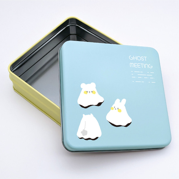 【缶のみ5個セット】かわいいおばけちゃんの缶/缶/おばけちゃん/クッキー缶 2枚目の画像