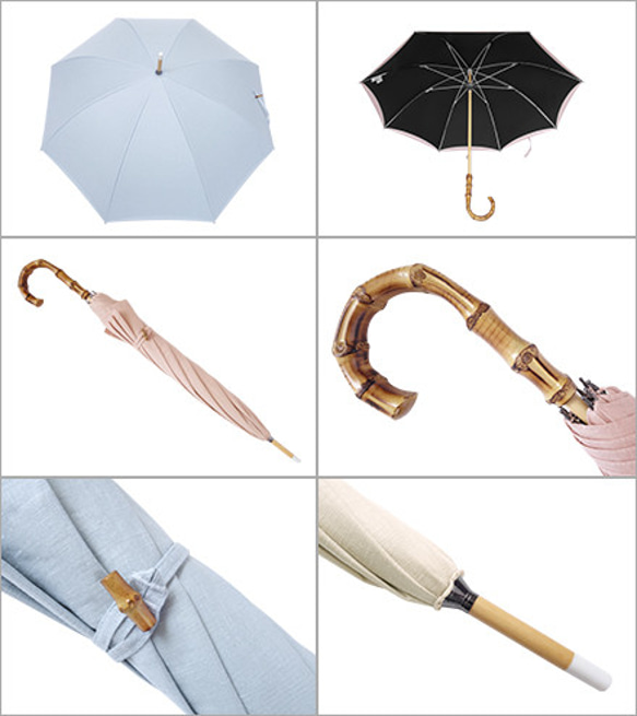 CLASSICO 完全遮光 100% 日傘　麻　リネン　二重張り バンブーハンドル  晴雨兼用 7枚目の画像