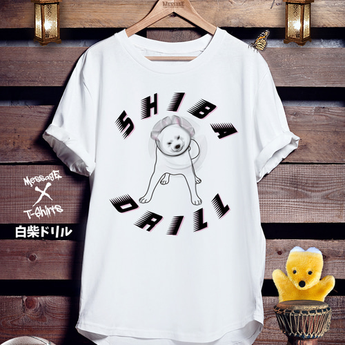 おもしろ動物Tシャツ「白柴ドリル」 Tシャツ ｢MessagE｣ 通販 16108476